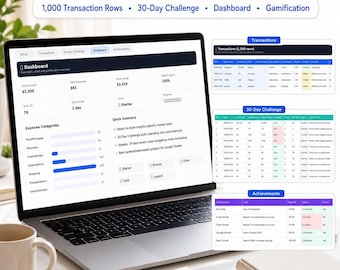 Google Sheets Budget Planner & Expense Tracker, Savings Dashboard, 30 Day Money Challenge, Digital Finance Template
