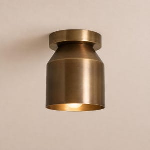Lámpara de techo empotrada de cilindro de latón / Lámpara de techo de mediados de siglo / Luminaria minimalista hecha a mano