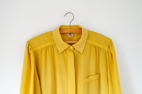 Mustard Yellow slinky vintage blouse / matte silky