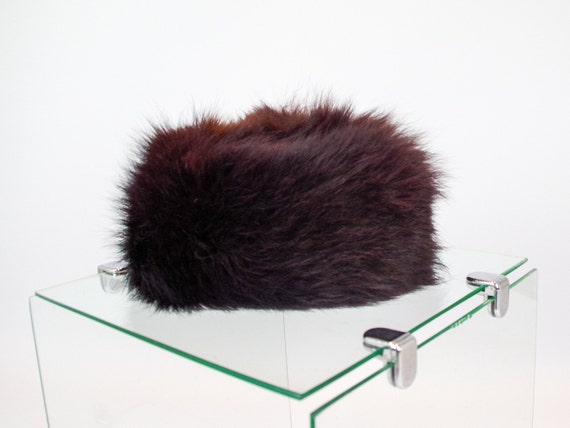 Dark brown vintage fur hat / 60s brown pill box ha