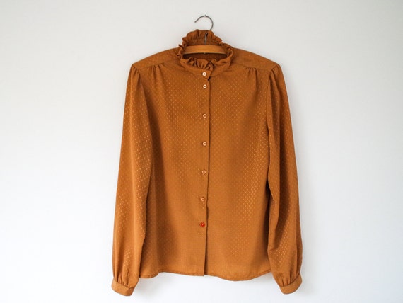 Slinky Vintage Secretary blouse / 1970s ruffle nec