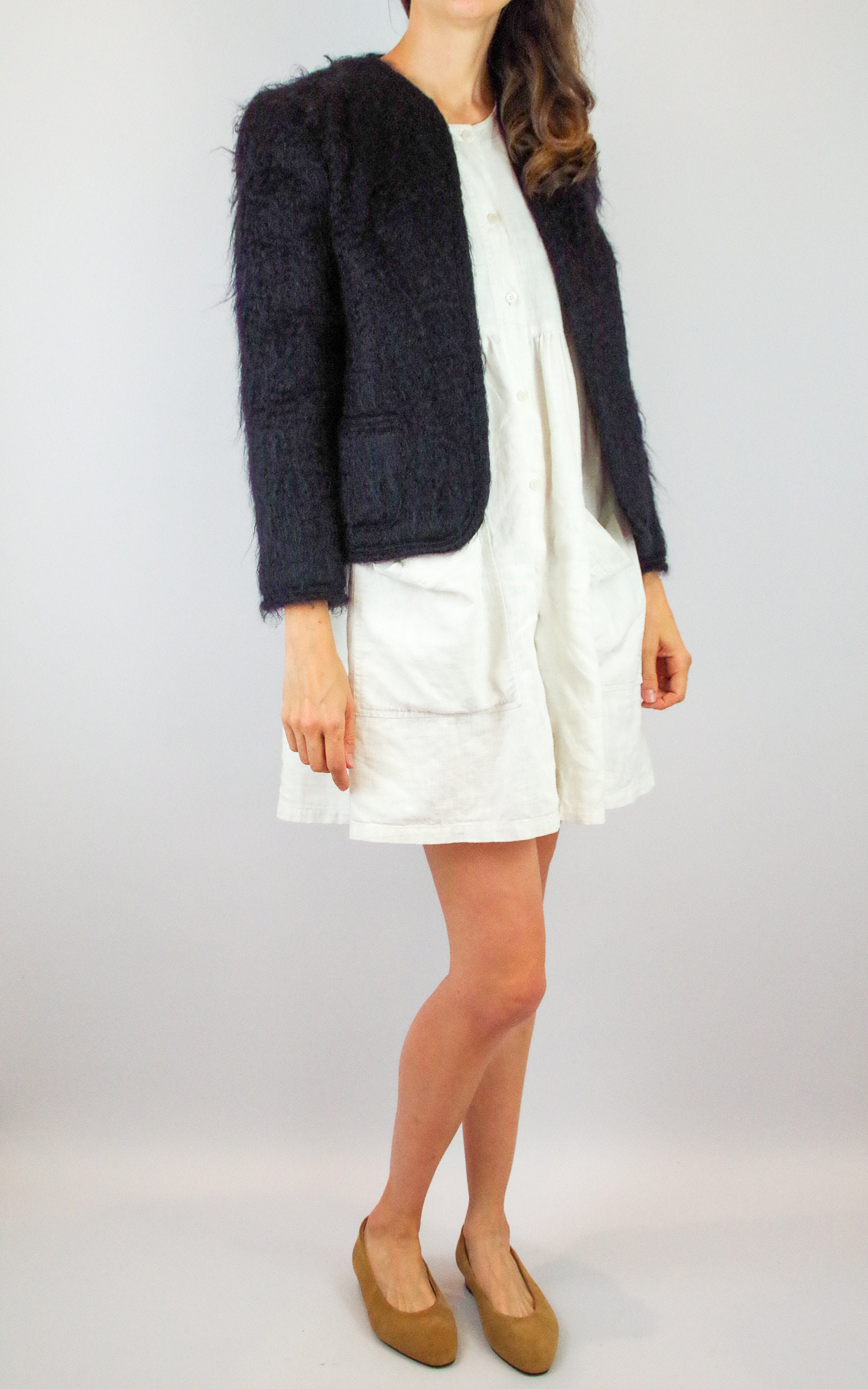 Scottish mohair and wool jacket by Kemp Blair / black cropped Etsy