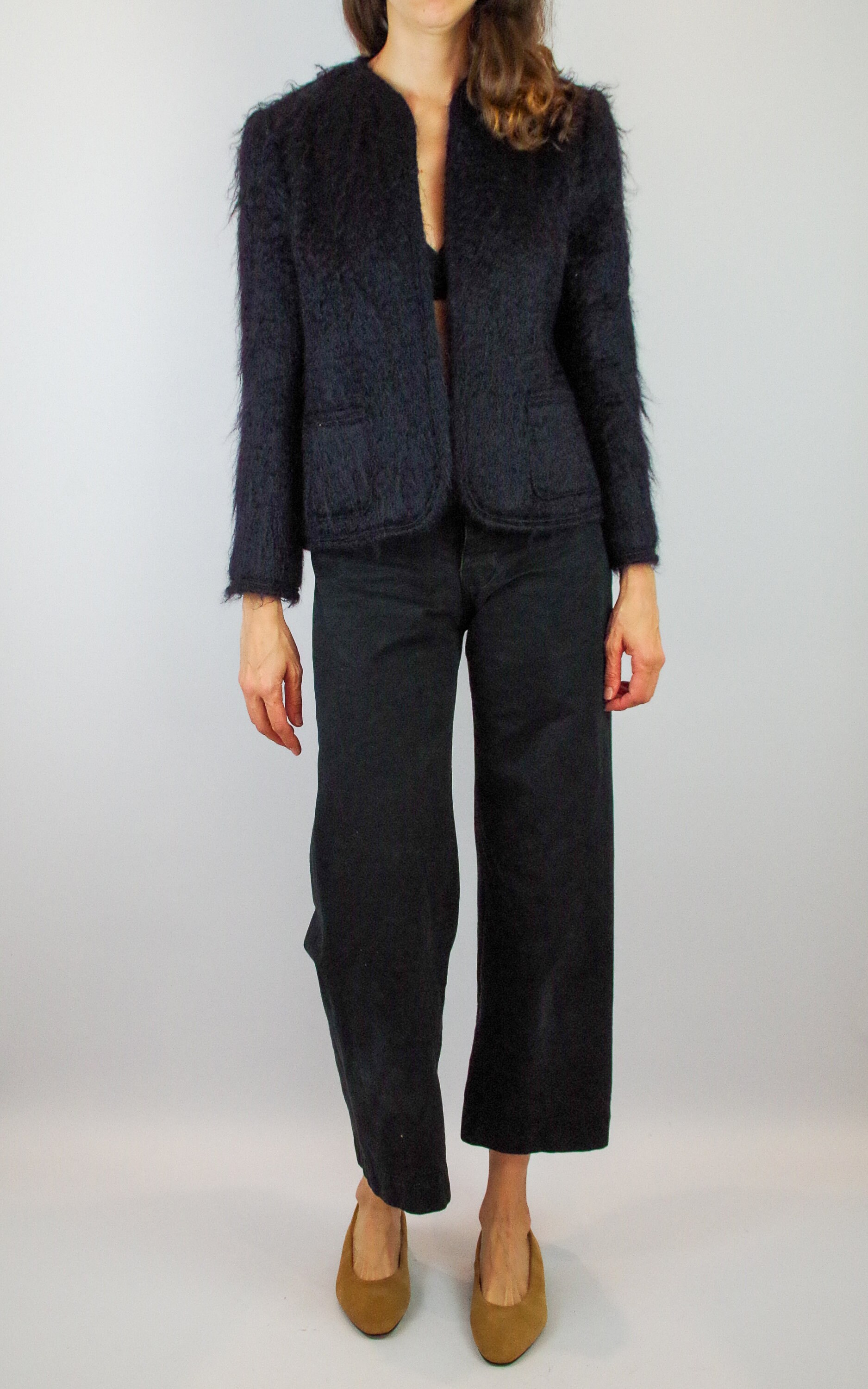 Scottish mohair and wool jacket by Kemp Blair / black cropped Etsy