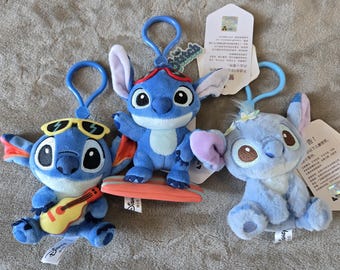 Cute Stitch Plush Keychain Blue Alien 626 Plushie Bag Charm