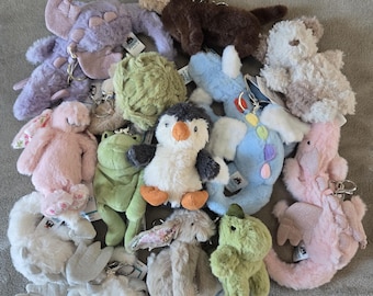 Plush Animals Keychains Jelly Kawaii Soft Plush Bag Charms: Frog Turtle Penguin Sausage Dog Blue/Pink/White/Purple Dragon