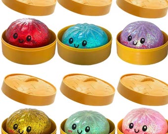 Glitter Mystery Dumpling Squishy Squeezy Dumplings 1 Piece Steamed Bun Sensory Toy Fidget Toy