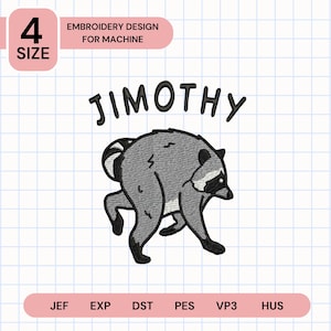 Jimothy Raccoon Viral Embroidery Design, Famous Seattle Raccoon Embroidery Design, Short King Jimothy, Cute Trash Panda Baby Raccoon Design