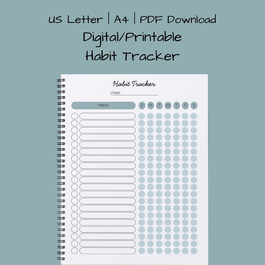 Habit Tracker | Digital & Printable | Template | US Letter, A4, PDF ...