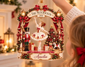 Gepersonaliseerd Notenkrakerornament, Notenkrakerballet aandenken met eigen naam, ballerina kerstcadeau voor meisje, decoratie voor dansvoorstelling 2026