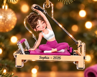 Custom Pilates Girl Name - Personalized Acrylic Ornament, Custom Name Reformer Pilates Gift, Christmas Gift for Pilates Lovers