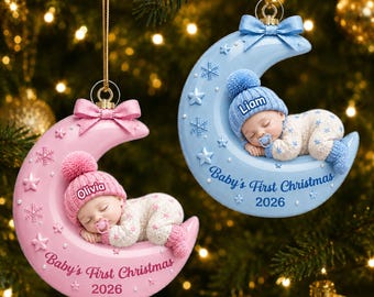 Personalisierte Acryl-Weihnachtsbaumkugel zum ersten Geburtstag des Babys, Babymond-Weihnachtsbaumkugel, einzigartiges Weihnachtsgeschenk für frischgebackene Eltern, Erinnerungsstück an die Geburt