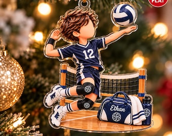 Gepersonaliseerd volleybalornament, cadeau met aangepaste naam voor volleybalspeler, aandenken aan teamgeest, sportief kerstcadeau voor zoon (2026)