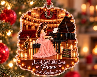 Personalized Piano Girl Ornament 2026, Just A Girl Who Loves Piano, Custom Name Pianist Christmas Gift, Music Student Recital Keepsake