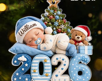 Personalisierte Acryl-Weihnachtsdekoration für Babys erstes Weihnachtsfest, personalisierte Dekoration mit Babynamen (2026), Weihnachtsgeschenk für Neugeborene, Geschenk für frischgebackene Eltern