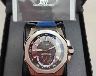 JBW Luxury Men's Delmare Diamond Wrist Watch Slip-Resistant Silicone Band J6359C