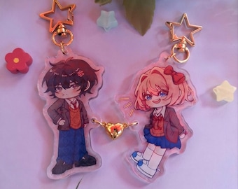 DDLC MCxSAYORI Heart Magnet Charm! Holographic Heart Effect!