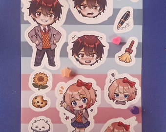 DDLC MC and Sayori Sticker Sheet - Doki Doki Literature Club Stickers!