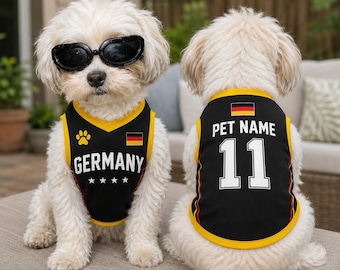Personalized Germany Pet Soccer Jersey, Custom Dog Cat Football Shirt with Name and Number, Puppy Sportswear, Gift for Dog Lovers