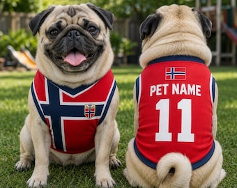 Personalized Norway Pet Soccer Jersey, Custom Dog Cat Football Shirt with Name & Number, Spanish Puppy Sportswear,Gift for Dog Lovers