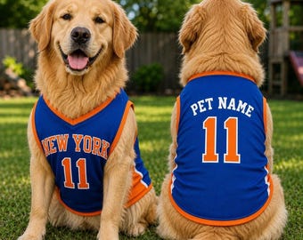 Personalized New York Pet Basketball Jersey,Custom Dog Jersey with Name and Number, Clothes Game Day Puppy Shirt Basketball Dog Gift