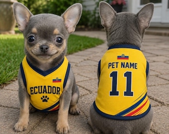 Personalized Ecuador Pet Soccer Jersey, Custom Dog Cat Football Shirt with Name & Number, Puppy Sportswear Latine,Gift for Dog Lovers