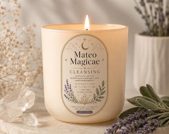 Mateo Magicae Cleansing Candle: Lavender Sage Soy Wax for Calm Renewal