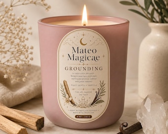 Mateo Magicae Grounding Candle: Palo Santo, Coconut, Vanilla Scent – Hand Poured Soy Candle