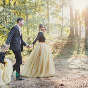 Reba - Long Maxi Custom Handmade Custom Wedding Womans Ladies Tulle Tutu Skirt Gold