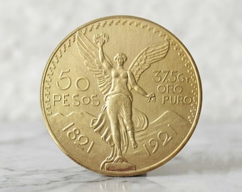 1921 Mexico Gold 50 Pesos Centenario, Rare Mexican Gold Coin Collection, Winged Victory Old Coins for Collectors, Lucky Gifts