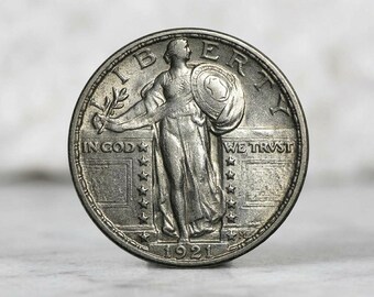 1921 Standing Liberty Quarter Dollar, Rare 25 Cents US Coins, Antique American Collectible Coins, Old Commemorative Gifts