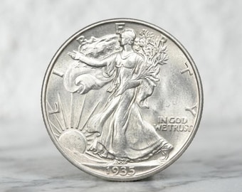 1935 S Walking Liberty Half Dollar, Rare American Silver Coin Collection, Old US Antique Coins, Rare Coins