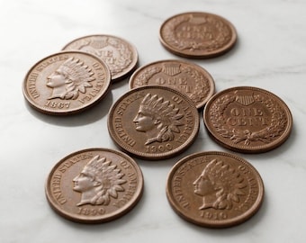 1859-1910 Indian Head Cent, Rare US Penny Copper Coin Set, Vintage American Pennies Coin Collection