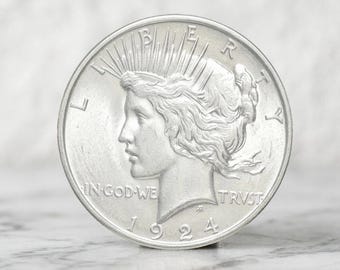 1924 Peace Silver Dollar Ancient Coins, US Old Coins for Collectors, Rare American Collectible Coin Collection