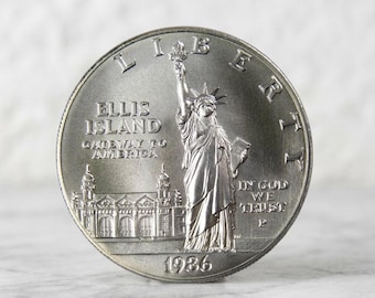 1986 Ellis Island Silver Dollar, Rare US Statue of Liberty Commemorative Coins, Old American Coin Collection