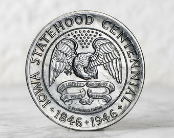 1946 Iowa Centennial Commemorative Half Dollar, Old US Silver Coin Collection, Antique Collectible Coins