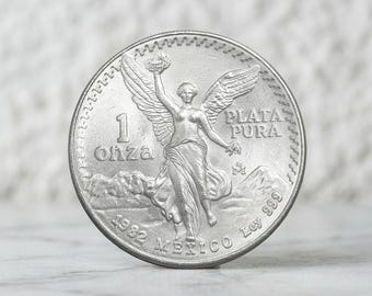 1982 mexikanische Libertad 1 Onza Silbermünze, alte mexikanische Engel Münzsammlung, seltene mexikanische Adlerdollar Sammlermünzen für Sammler
