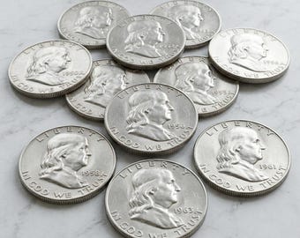 1948-1963 Franklin Half Dollar Coin Set, Rare US Liberty Bell Silver Coins, Vintage American Collectible Coin Collection