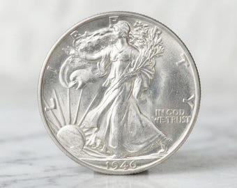 1946 S Walking Liberty Half Dollar, Antique American Silver Coin Collection, Rare Coins for Collectors, Old Collectible Coin