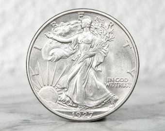 1927 S Walking Liberty Half Dollar Silver Coins, Rare US Antique Coin Collection, Old American Collectible Coins for Collectors