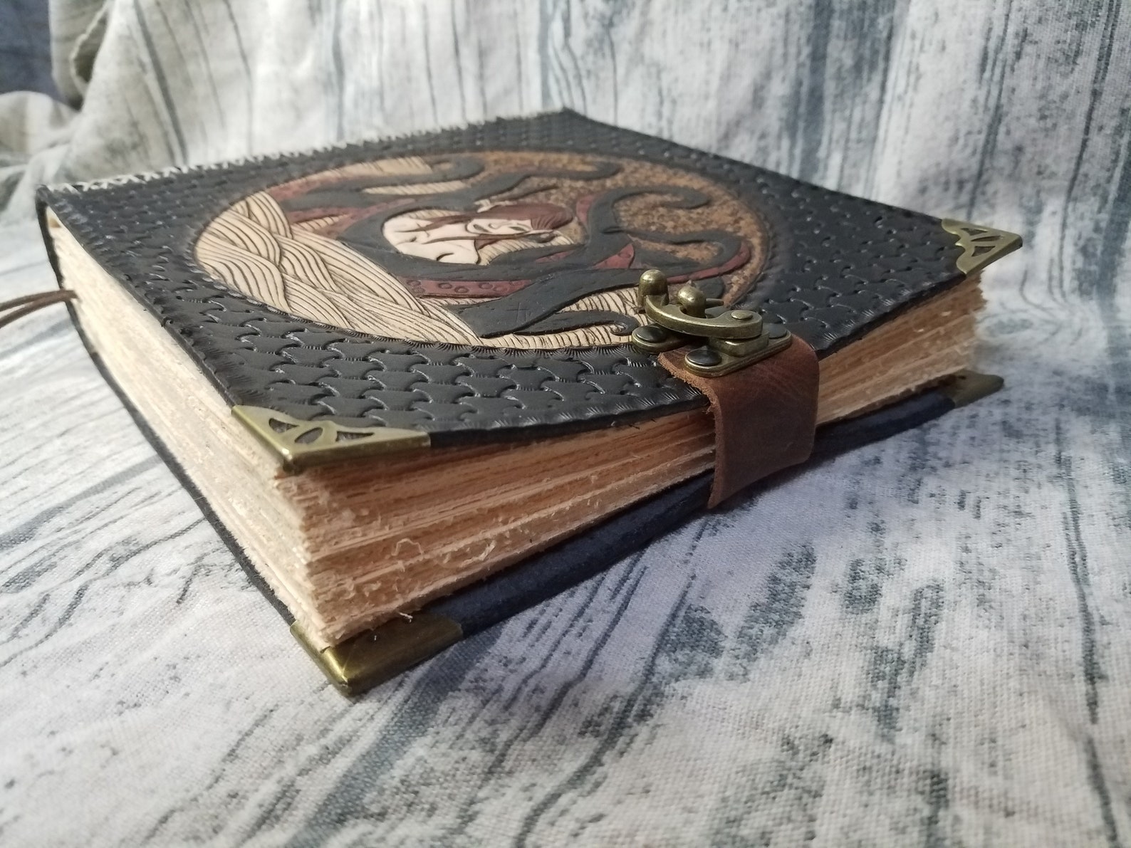 Handmade leather bound adventure tome journal sketchbook with | Etsy