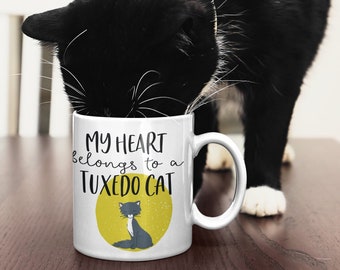 Custom Cat Ceramic Mug, Tuxedo Cat Lover Coffee Mug, Birthday Gift for Cat Mom, Cat Lover Cup, Cat Dad Mug, Cat Mom Gift, Cute Cat Mug