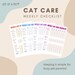 Printable Cat Care Checklist, Pink Digital Download Cat Weekly Tracker ...