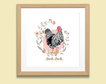 Custom Chicken Portrait Printable, Chicken Wall Art, Personalised Digital Download Chicken Print, Pet Chicken Memorial Gift, Chicken Decor