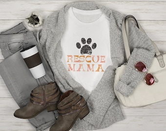 Rescue Mama T-Shirt, Rescue Mom Shirt, Gift for Pet Lover, Dog Mom Rescue Shirt, Cat Mom Rescue Shirt, Rescue Shirt for Women, Fall T-Shirt