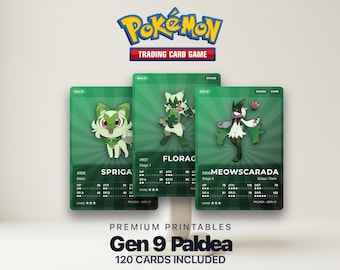 Pokémon Paldea Pokédex Placeholder 906-1025 | Organizer Gen 9 Binder | Karty Pokémon do druku | Master Set Tracker | 300 DPI | ANGIELSKI