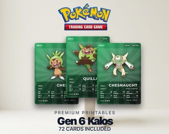 Pokémon Kalos Pokédex Placeholder 650-721 | Organizer Gen 6 Binder | Karty Pokémon do druku | Śledzenie zestawu Master Set | 300 DPI | ANGIELSKI