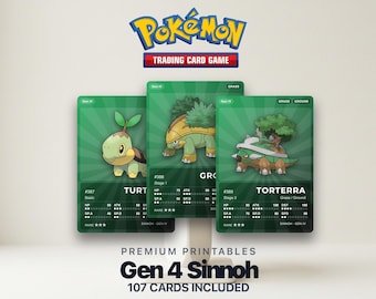 Pokémon Sinnoh Pokédex Placeholder 387-493 | Organizer Gen 4 Binder | Karty Pokémon do druku | Śledzenie zestawu Master Set | 300 DPI | ANGIELSKI