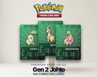 Pokémon Johto Pokédex Placeholder 152-251 | Gen 2 Binder Organizer | Printable Pokémon Cards | Master Set Tracker | 300 DPI | ENGLISH