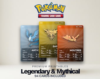 Pokémon Legendary & Mythical Pokédex Placeholder | 59 kart gen. 1-9 | Karty Pokémon do druku | Binder Tracker | 300 DPI | ANGIELSKI