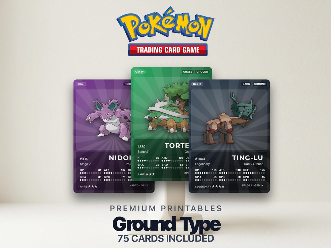 Ground Type Pokémon Placeholder Cards | All Generations Binder Filler ...